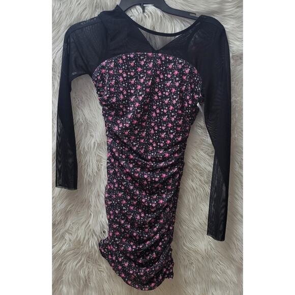 With Jules Big Girls Long-Sleeve Printed Mesh Combo Dress Size M - Picture 5 of 5